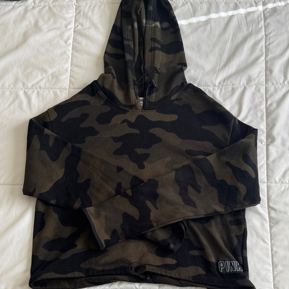 PINK Camo Crop Hoodie